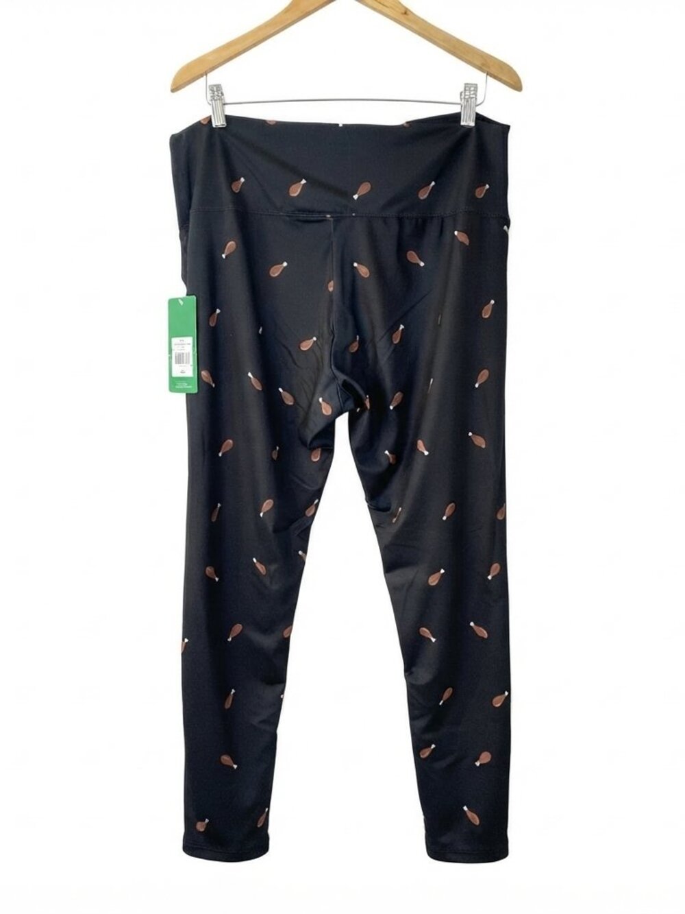 Tipsy Elves Women's Leggings Fried Chicken Drumstick Thanksgiving Black 3XL NWT
